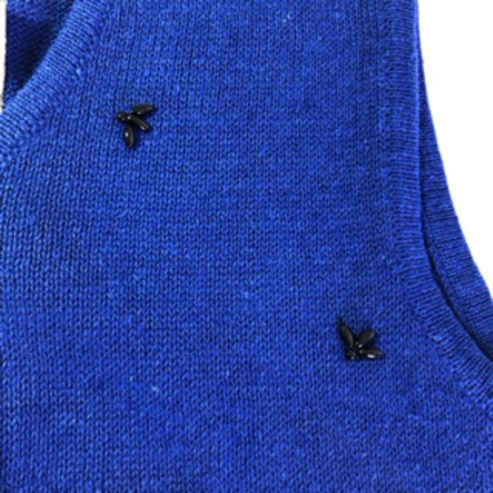 NWT Requirements Christmas Hand Beaded Royal Blue Vest Size M - Picture 4 of 9